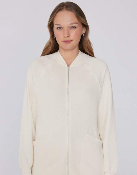 Tezenis Long asymmetric sweatshirt in white pearl - view 1