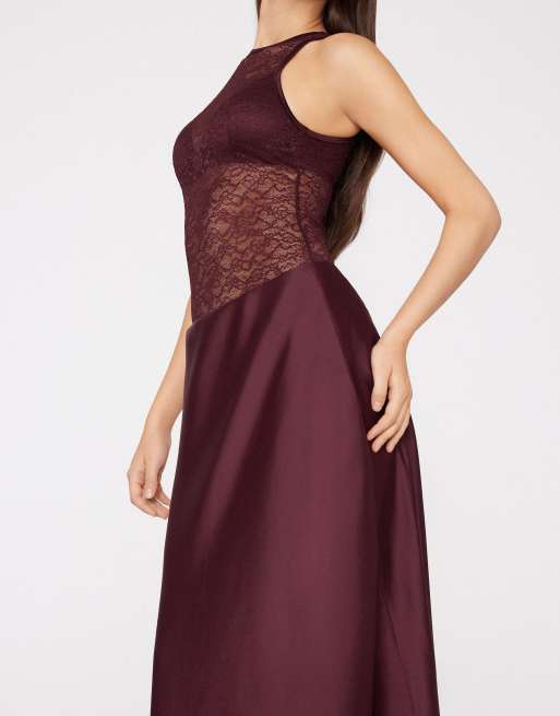 Tezenis Long satin bell skirt in precious ruby, 3 of 5