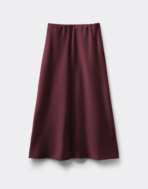 Tezenis Long satin bell skirt in precious ruby, 5 of 5