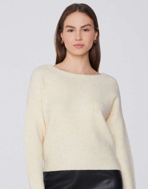 Tezenis Long sleeve boat neck ribbed jumper in natural vanilla - view 1