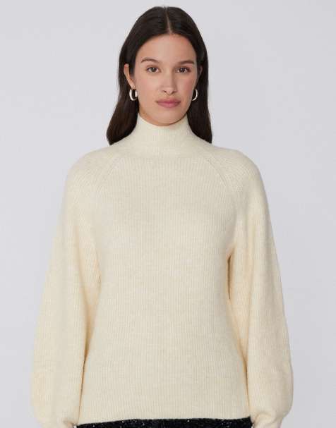 Tezenis Long sleeve crater neck ribbed jumper in natural vanilla - view 1