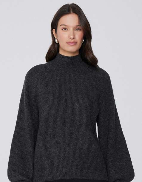 Tezenis Long sleeve crater neck ribbed jumper in smoke grey - view 1