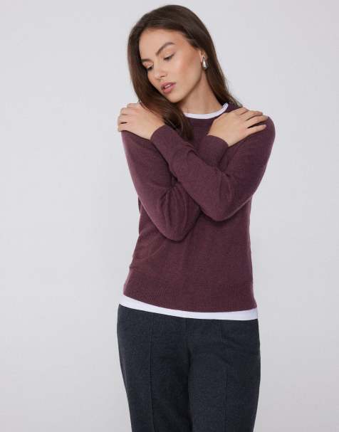 Tezenis Long sleeve round-neck heavy sweater in dark plum - view 1