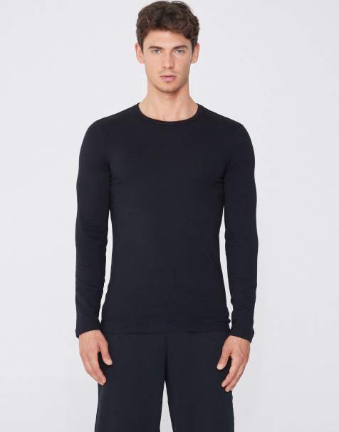 Tezenis Long-sleeve round-neck thermal top in black