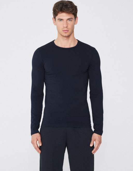 Tezenis Long-sleeve round-neck thermal top in dark blue, 2 of 4