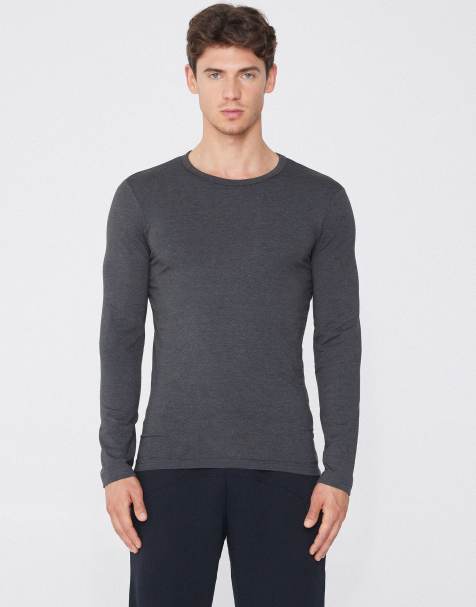 Tezenis Long-sleeve round-neck thermal top in grey melange