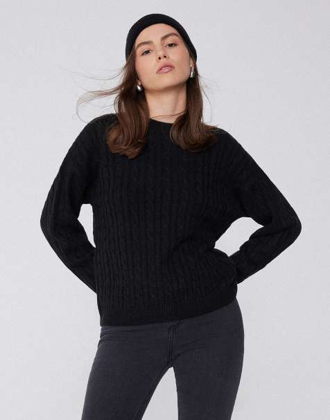 Tezenis Long sleeved cable knit jumper in black - view 1