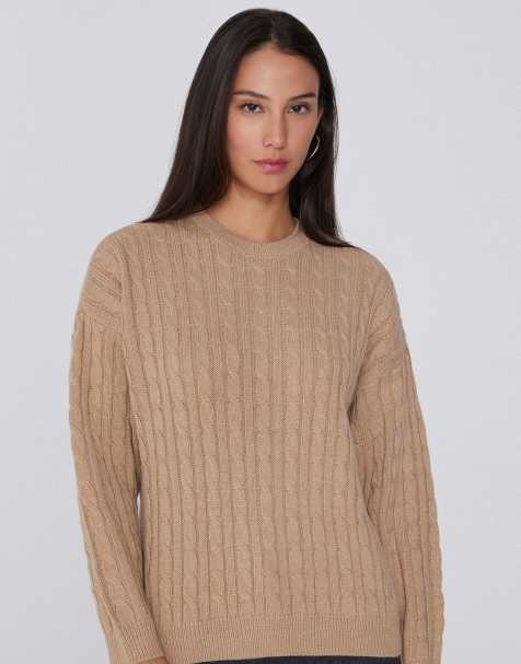 Tezenis Long sleeved cable knit jumper in sand