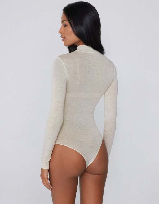 Tezenis Long-sleeved lamé body in milk and gold, 2 of 5