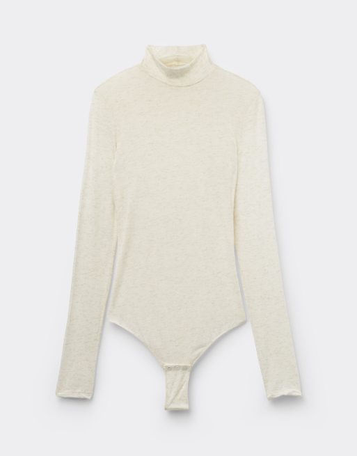 Tezenis Long-sleeved lamé body in milk and gold, 5 of 5