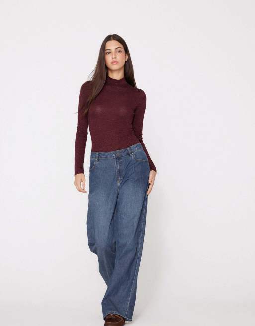 Tezenis Long-sleeved lamé body in ruby/silver, 4 of 5