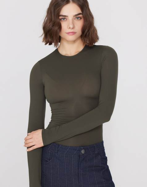 Tezenis Long-sleeved lightweight microfibre body in green camo