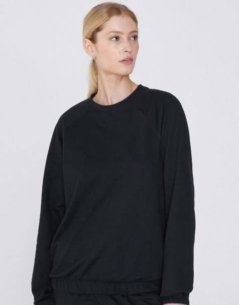 Tezenis Long-sleeved rounded neck top with cuffs in black