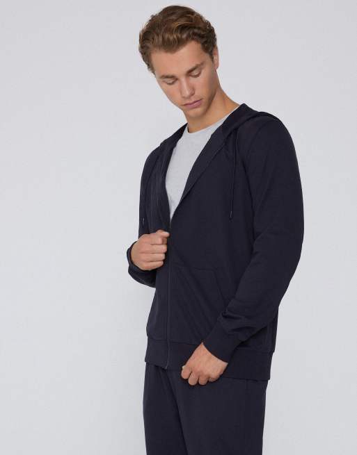 Tezenis Long-sleeved zip-up hoodie in dark blue, 4 of 5