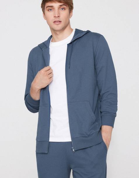 Tezenis Long-sleeved zip-up hoodie in denim - view 1
