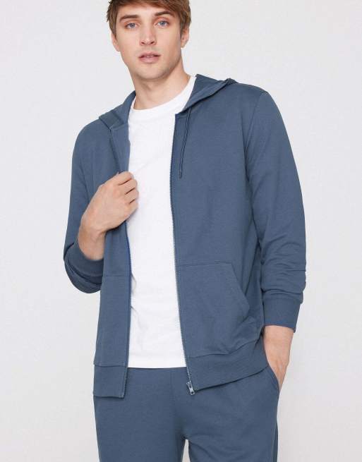 Tezenis Long-sleeved zip-up hoodie in denim, 4 of 5