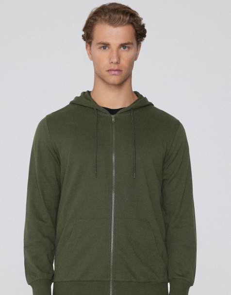 Tezenis Long-sleeved zip-up hoodie in military green - view 1