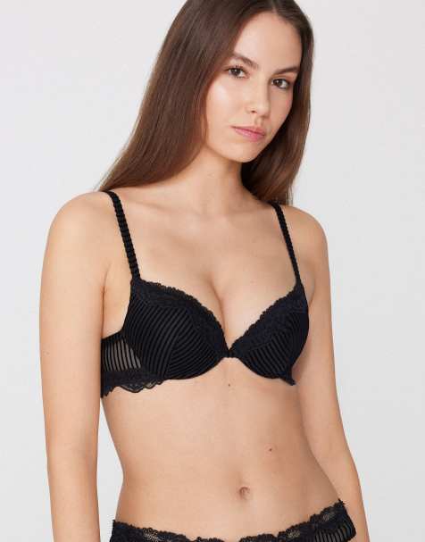 Tezenis Los angeles glam rib super push-up bra in black - view 1