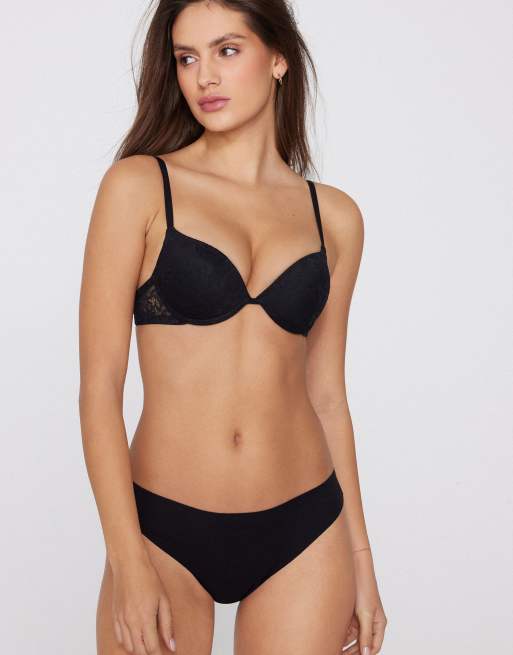 Tezenis Los angeles lace super push-up bra in black, 2 of 4