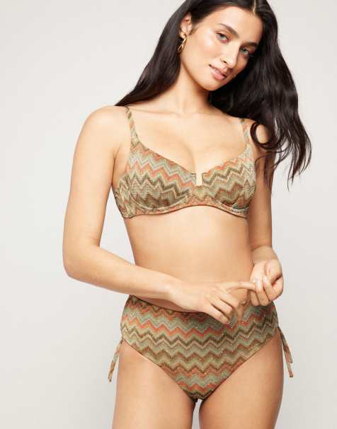 Tezenis Luxury chevron bikini in multicoloured chevron print - view 1