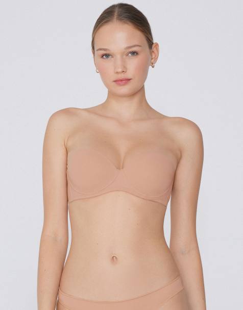 Tezenis Madrid super padded bandeau bra in beige - view 1