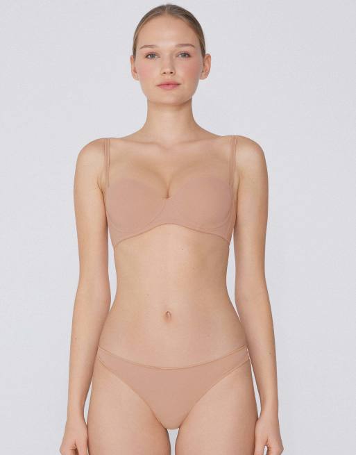Tezenis Madrid super padded bandeau bra in beige, 3 of 6