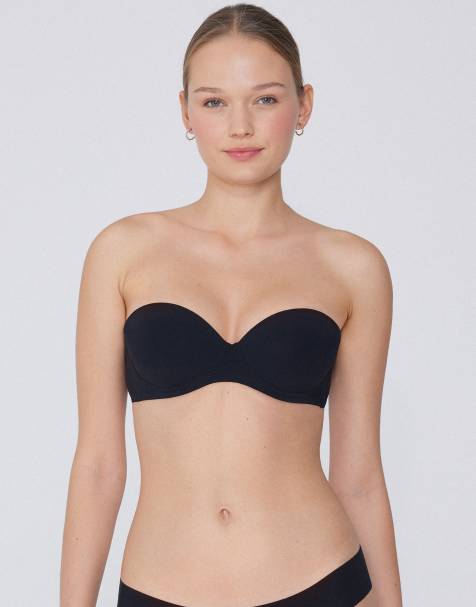 Tezenis Madrid super padded bandeau bra in black - view 1