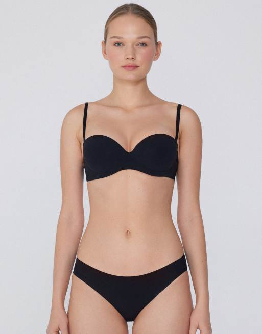 Tezenis Madrid super padded bandeau bra in black, 3 of 6