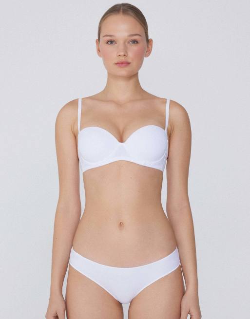 Tezenis Madrid super padded bandeau bra in white, 3 of 6