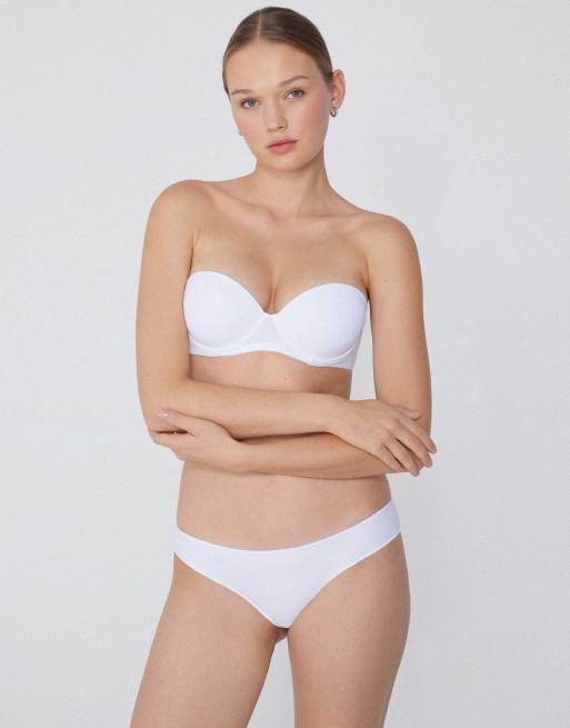 Tezenis Madrid super padded bandeau bra in white, 4 of 6