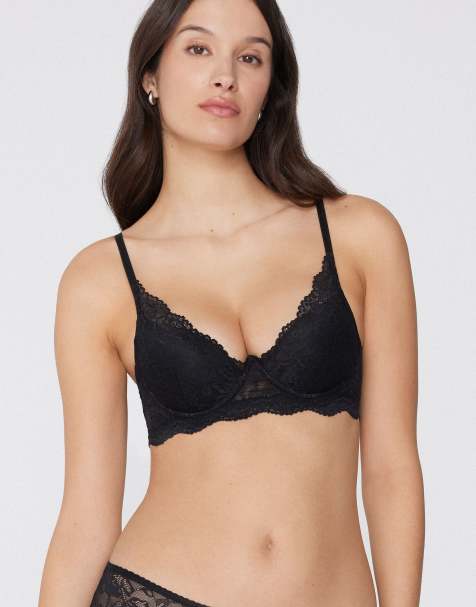 Tezenis Malibù lace super push-up bra in black - view 1