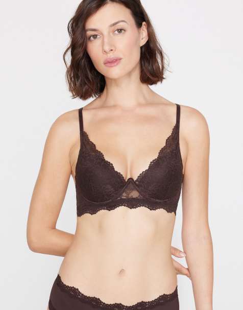 Tezenis Malibù lace super push-up bra in brown - view 1