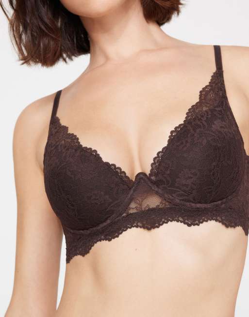 Tezenis Malibù lace super push-up bra in brown, 3 of 5