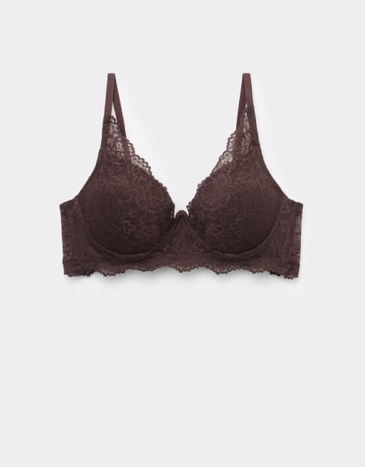 Tezenis Malibù lace super push-up bra in brown, 5 of 5