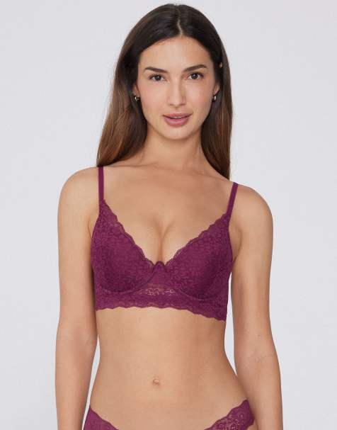 Tezenis Malibù lace super push-up bra in burgundy - view 1