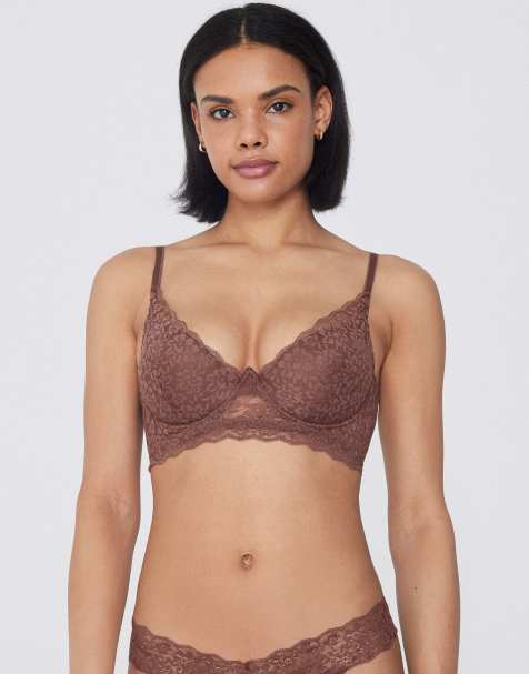 Tezenis Malibù lace super push-up bra in caramel dark beige