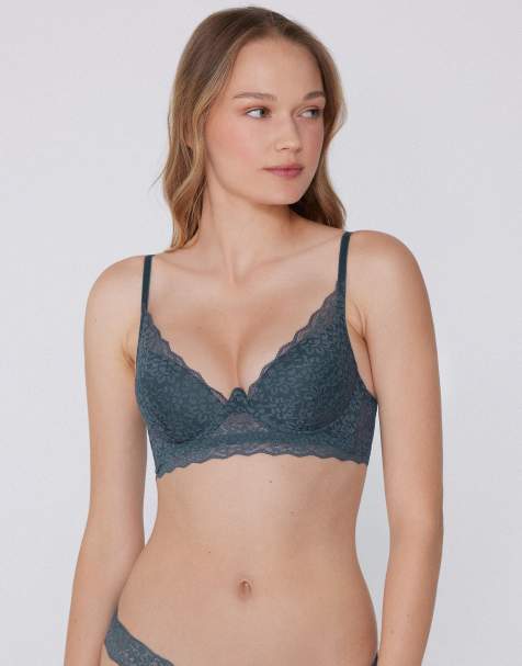 Tezenis Malibù lace super push-up bra in graphite grey