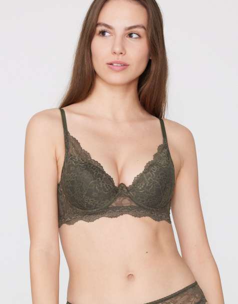 Tezenis Malibù lace super push-up bra in green camo - view 1