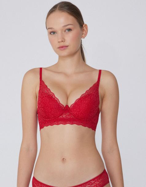 Tezenis Malibù lace super push-up bra in winter red