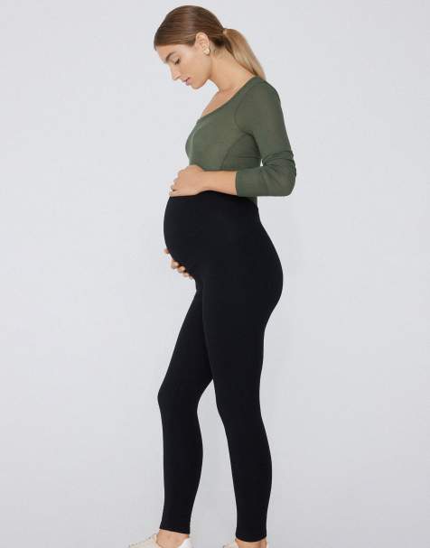 Tezenis Maternity thermal cotton leggings in black - view 1
