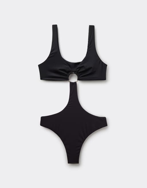 Tezenis Micro cut-out one-piece trikini in black, 5 of 5