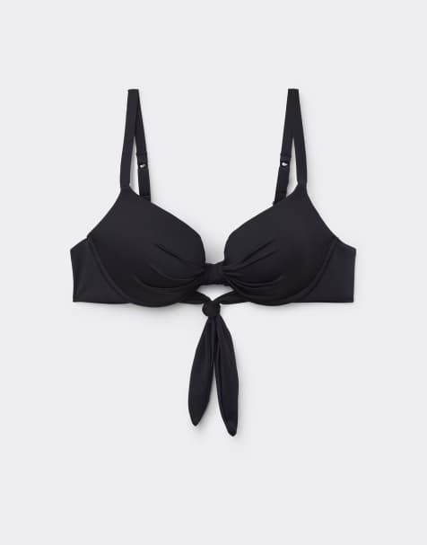 Tezenis Micro padded push-up bikini top in black
