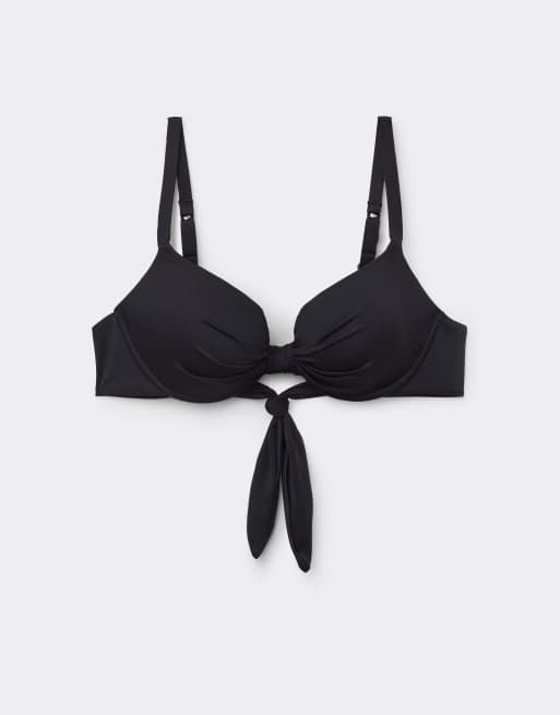 Tezenis Micro padded push-up bikini top in black, 5 of 5