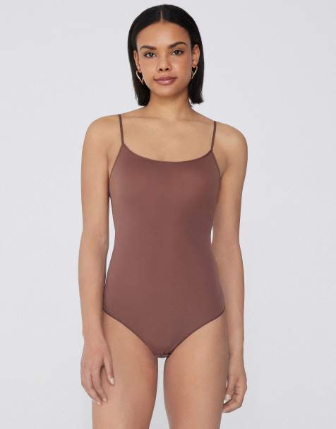 Tezenis Microfibre body in caramel dark beige - view 1