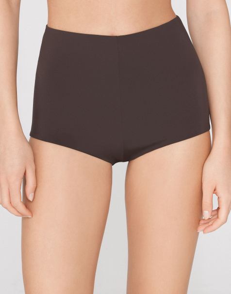 Tezenis Microfibre hot pants in dark chocolate brown