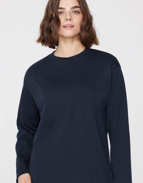 Tezenis Mid weight cotton long sleeve t-shirt in absolute blue - view 1