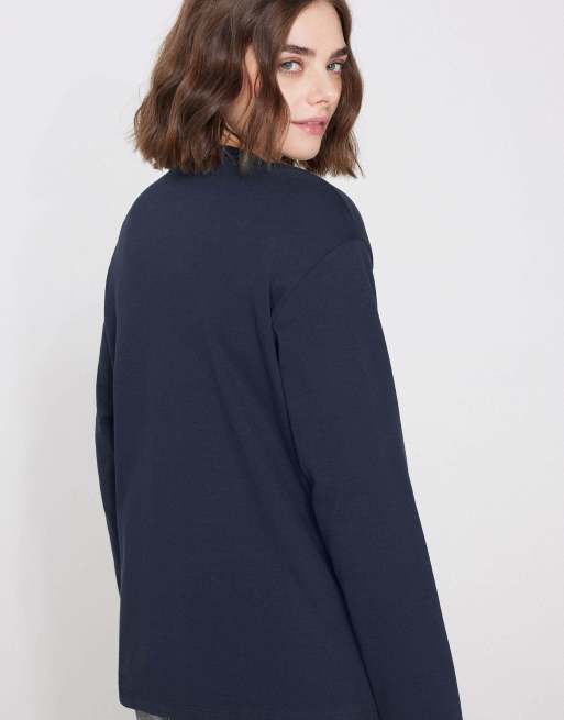 Tezenis Mid weight cotton long sleeve t-shirt in absolute blue, 2 of 5