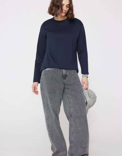 Tezenis Mid weight cotton long sleeve t-shirt in absolute blue, 4 of 5
