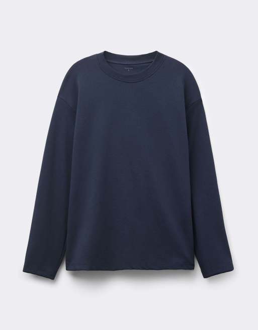 Tezenis Mid weight cotton long sleeve t-shirt in absolute blue, 5 of 5