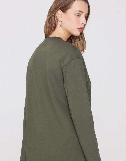 Tezenis Mid weight cotton long sleeve t-shirt in pastel military, 2 of 5